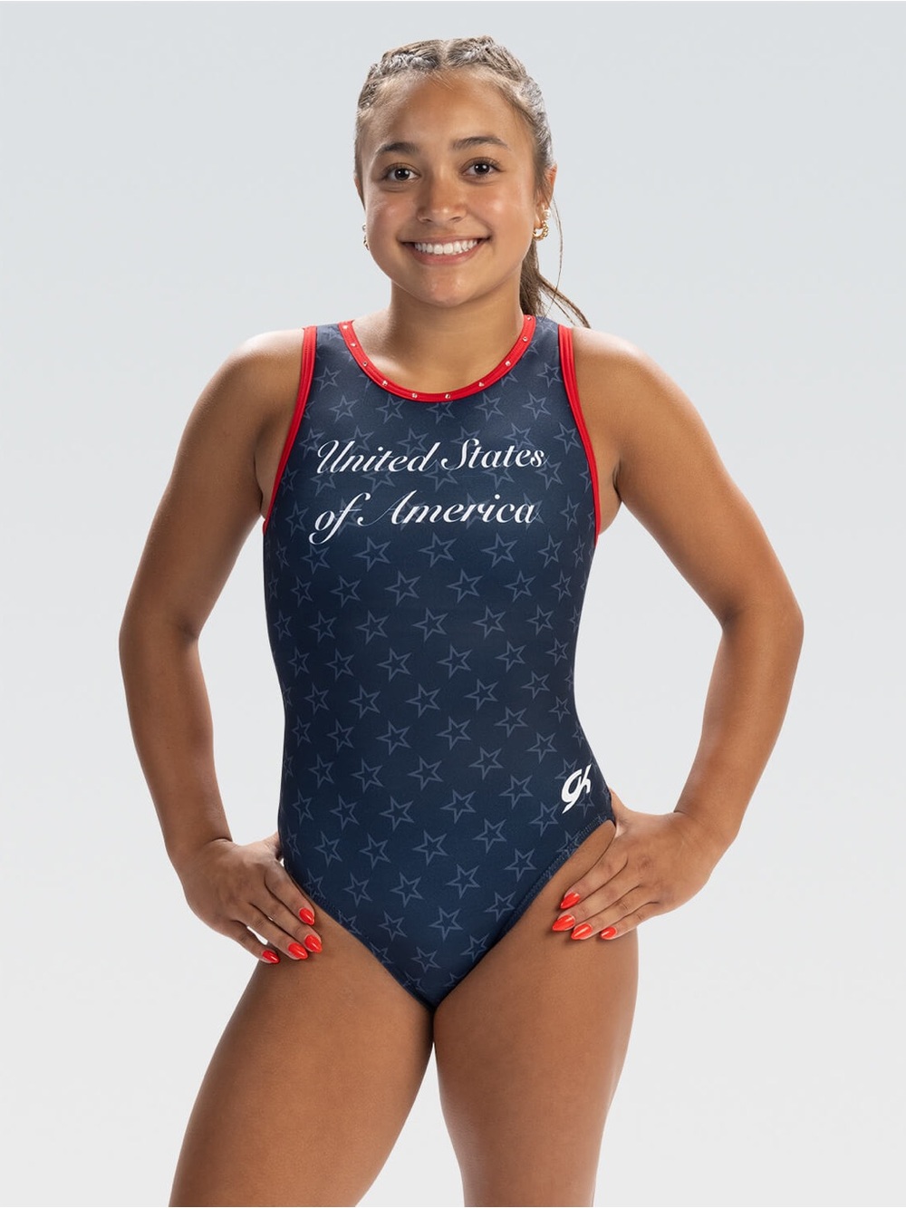 New GK Elite gymnastics united we stand tank leotard